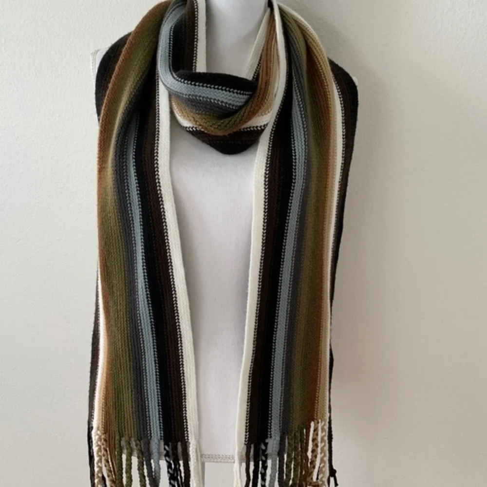 Striped Multicolor Knit Scarf